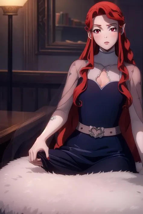 lenore, <lora:lenore-lora-nochekaiser:1>,
lenore, long hair, brown hair, braid, makeup, lipstick, red lips, (red eyes:1.5), pointy ears, vampire,
BREAK dress, jewelry, earrings, belt, see-through, blue dress,
BREAK looking at viewer, full body,
BREAK indoors, bed,
BREAK <lyco:GoodHands-beta2:1>, (masterpiece:1.2), best quality, high resolution, unity 8k wallpaper, (illustration:0.8), (beautiful detailed eyes:1.6), extremely detailed face, perfect lighting, extremely detailed CG, (perfect hands, perfect anatomy),