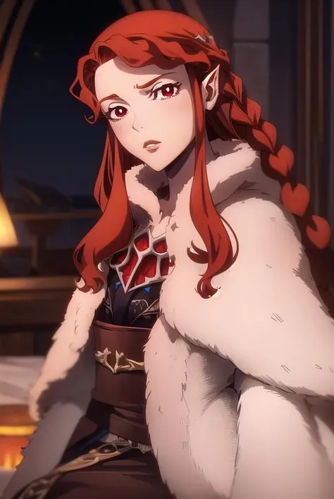 lenore, <lora:lenore-lora-nochekaiser:1>,
lenore, long hair, brown hair, braid, makeup, lipstick, red lips, (red eyes:1.5), pointy ears, vampire,
BREAK dress, fur trim,
BREAK looking at viewer, full body,
BREAK indoors, bed,
BREAK <lyco:GoodHands-beta2:1>, (masterpiece:1.2), best quality, high resolution, unity 8k wallpaper, (illustration:0.8), (beautiful detailed eyes:1.6), extremely detailed face, perfect lighting, extremely detailed CG, (perfect hands, perfect anatomy),