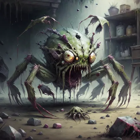 <lora:kHorrorCrab:.9> h0rrorCrab zombie