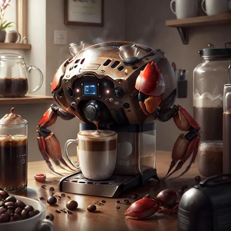 <lora:kHorrorCrab:.9> h0rrorCrab coffee machine