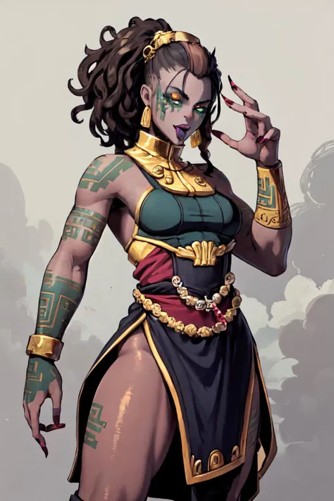 (masterpiece, best quality), intricate details,
1girl, <lora:illaoiLeagueOf_v10:0.8> illaoi,
<lora:changeACharacterJiangshi_jiangshitv10:0.8> JiangshiT, tongue out, colored skin, zombie pose, black sclera, ofuda, long fingernails,