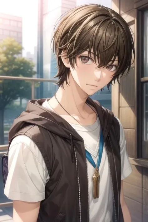 masterpiece, best quality, illustration, 1boy, solo, male focus, looking at viewer, upper body, depth of field, anime coloring, , <lora:yuu_yanase:0.66>, yuu_yanase, brown hair, brown eyes, , , ,