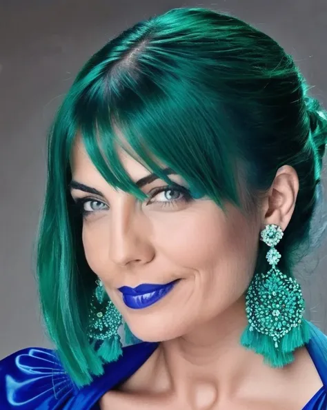burcu_kara, with blue hair wearing a green dress and earrings, with a dark background and a blue smoke, by Franois Quesnel
<lora:burcu_kara-000006:0.9>,