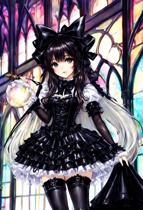 (gothic, gothic lolitafashion, dark persona:1), (corrupted dark magical girl, long hair:1.2), (gothic frilly lolitafashion dress:1.2), (latex gloves, multilayered dress:1), (shiny glossy translucent clothing, gleaming oily latex fabric:1.1), backlight, (gothiclolita boots, shoes focus, fishnet stockings:1.2), (many frills, big bow, lace:1.3), (glossy lips, eyeshadow, mascara, dark makeup:1.2), (sitting on latex sofa:1.3), (gloomy:1.1),