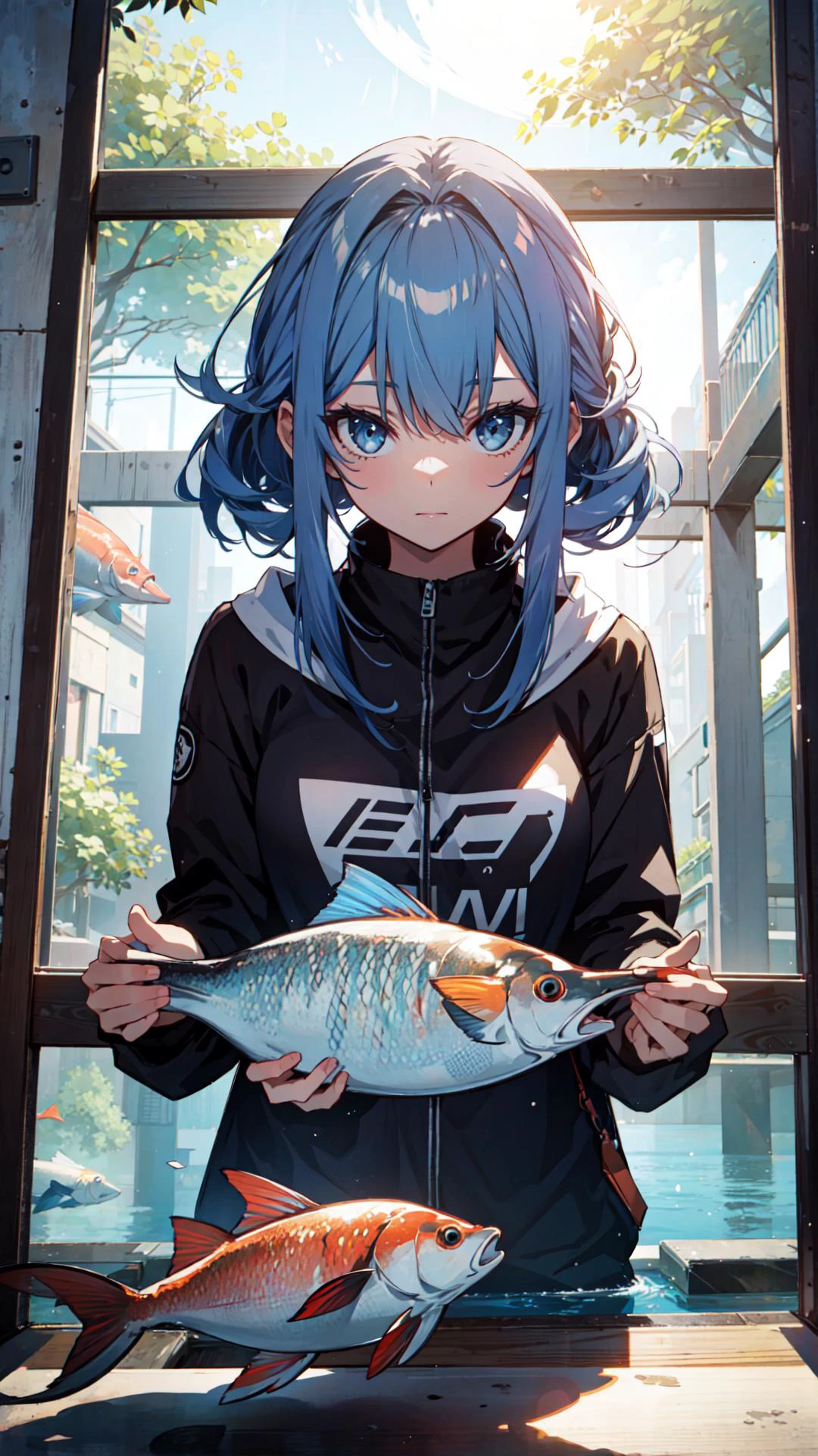 ((best quality)), ((masterpiece)), 1girl, fish tail, water
