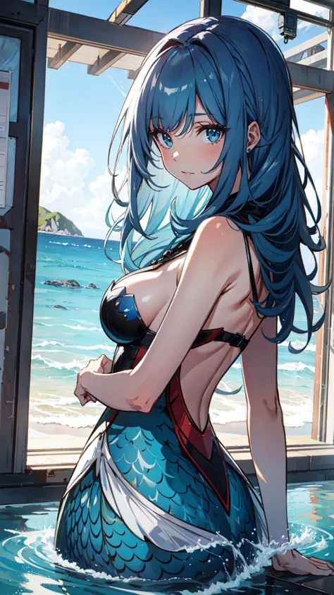 ((best quality)), ((masterpiece)), 1girl, mermaid, water