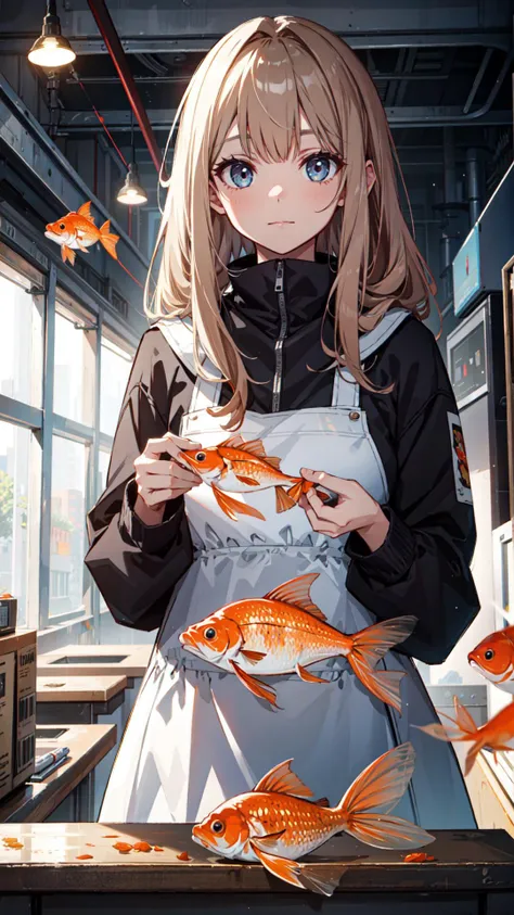 ((best quality)), ((masterpiece)), 1girl, Goldfish