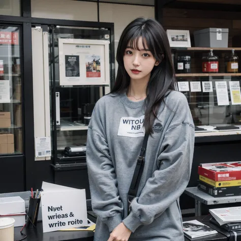 1girl,moyou,(write NB on the clothes:1.1),NB,