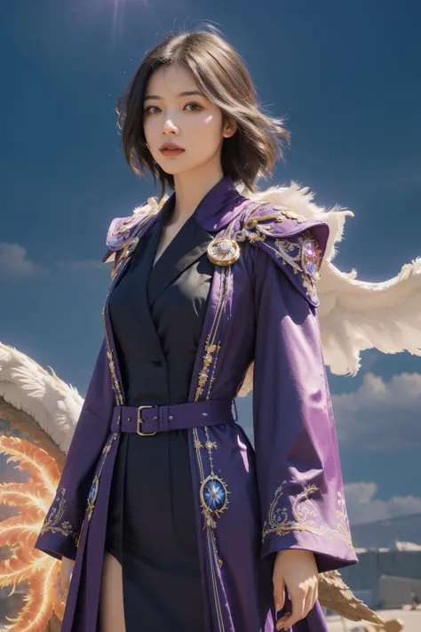 1girl, epic Octane render, masterpiece Airbrush, colorful Cycles render of an intricate background, Horrid Quaint ([Phoenix|Mind Flayer]:1.3) with Violet robe tailored by Cristobal Balenciaga, plain deep blue and fluorescent yellow background, Repulsive dungeon and Solar prominence in background, Stormy weather, soft focus, Light and Bright, highly detailed, Hermitpunk, Dramatic spotlight, F/5, Ambrotype, quantum wavetracing, Impressionism, hyperdetailed, Highres