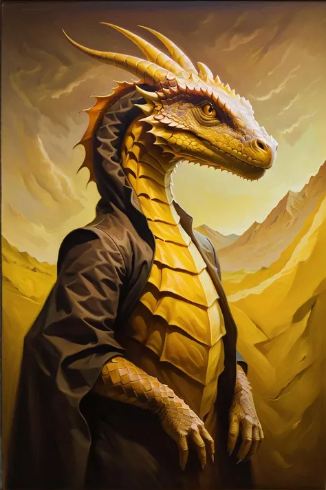 fine art photo of Hypersaturated, Brown sky, DayGlo yellow Dragonite, it is Mystifying, Polychromatic, epic fantasy, Regret, Film grain, Lonely, gorgeous, Crystal Cubism, Grim, Muted Colors, Proud, <lora:Pavel_Sokov:0.8> painting, pavel, sokov. Conceptual, creative, artistic, aesthetic