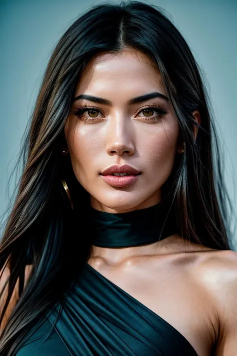 photo of beautiful (gmazze0-135:0.99), a woman with perfect hair, wearing Highlighter Pink (shoulder sash:1.1), (plain blue background:1.1), modelshoot style, (extremely detailed CG unity 8k wallpaper), professional majestic photography, (Leica M6 Camera), 24mm, exposure blend, hdr, faded, extremely intricate, High (Detail:1.1), Sharp focus, dramatic, soft cinematic light, (looking at viewer), (detailed pupils), 4k textures, elegant, ((((cinematic look)))), soothing tones, insane details, hyperdetailed, low contrast