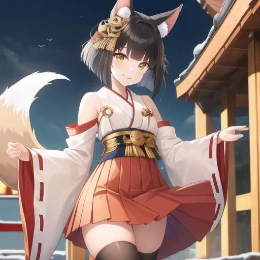 One Girl, Fox Girl, Nine-Tailed Fox,Fox Ears, Black colored hair, Fox Makeup, Kimono with open chest, Body size is 100-70-90!, Nice body, Avatar, face, Open chest, lewd face, Dominant representation, naughty face, Big Breasts, Emphasize cleavage,Show bare skin, Skin is visible, With legs apart, Show off your thighs, M-shaped legs, A beautifully patterned kimono,Red and black flowing water pattern kimono, I can see her cleavage, Muscular, Uplifting, Abdominal muscles, Exposed skin, Long Hair, Skin Texture, Soft breasts, Large Breasts, Standing in a grassy field, outside, Blue sky,Composition facing directly ahead, Grab your breasts with both hands, Fingers digging into breasts, Developmental atmosphere, god mysterious painting