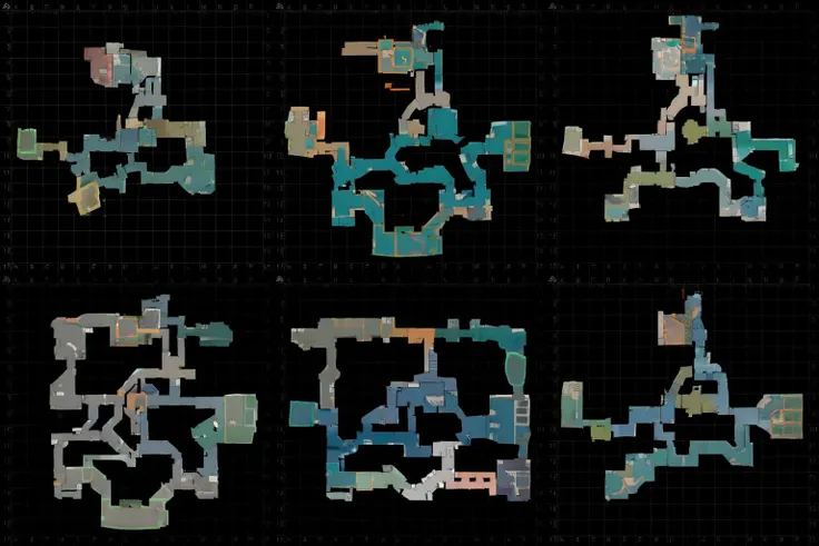 dust2-radar-topview:1,fps radar topview map, polygonal, gradient background, pastel colors, soft shadows, global illumination, straight lines, insanely detailed