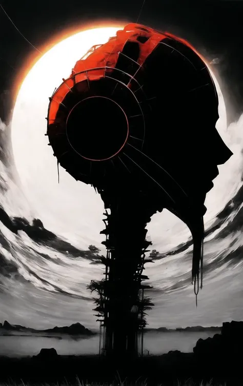 rfktrstyle, landscape of a Contemporary horror, Sun in the sky