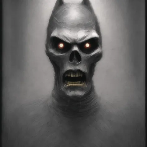 batman zombie monster in bandages, intricate, detailed, waist up, sinister, junji ito style, tim burton style, horror, award winning, silent hill, <lora:bandages:1>