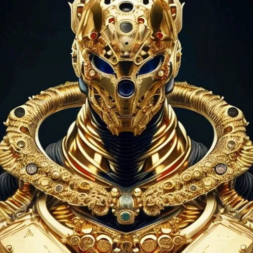 portrait of alien creature that looks like (octopus:human:0.5), cosmonaut helmet, cybernetic helmet, (golden details:1.7), piercing eyes,powerful figure, striking appearance, intricate tattoos, scars, hooded robe, hides their face, only their eyes visible through the shadow, tentacles, (black), (blue dark), (Frightening:1.3) (RFNKTRY), vaporwave, synthwave, cyberpunk, (by Artist Akihiko Yoshida:1.3),(by Artist Ross Tran:1.3),(by Artist Tsutomu Nihei:1.3),masterpiece, 4k, HD, art by nvinkpunk