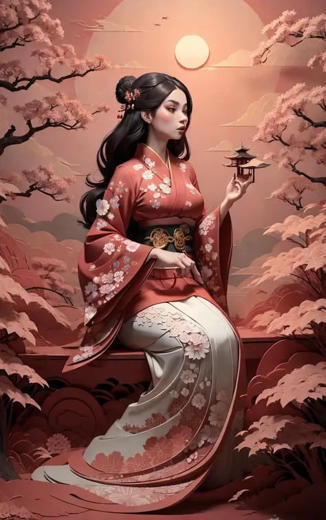 (masterpiece, best quality:1.4), insaneres, absurdres, solo, looking at viewer,BREAK
LoConARTSTYLE_Paper_Kirigami_ownwaifu, art_nouveau, kirigami, fine art,
1girl, solo, flower, tree, long hair, black hair, hair ornament, dress, cherry blossoms, long sleeves, japanese clothes, chinese clothes, full body, wide sleeves, (moon), cloud, waterfall, east asian architecture,
<lora:LoConARTSTYLE_Paper_Kirigami_ownwaifu:0.7>
,