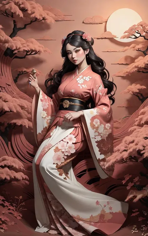 (masterpiece, best quality:1.4), insaneres, absurdres, solo, looking at viewer,BREAK
LoConARTSTYLE_Paper_Kirigami_ownwaifu, art_nouveau, kirigami, fine art,
1girl, solo, flower, tree, long hair, black hair, hair ornament, dress, cherry blossoms, long sleeves, japanese clothes, chinese clothes, full body, wide sleeves, (moon), cloud, waterfall, east asian architecture,
<lora:LoConARTSTYLE_Paper_Kirigami_ownwaifu:0.65>
,