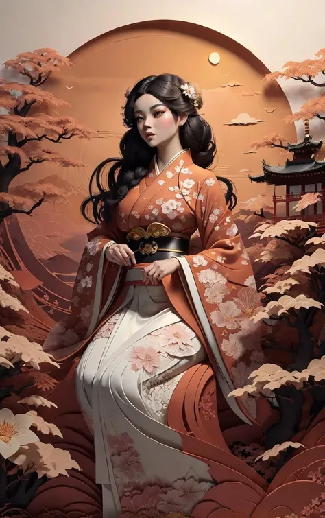 (masterpiece, best quality:1.4), insaneres, absurdres, solo, looking at viewer,BREAK
LoConARTSTYLE_Paper_Kirigami_ownwaifu, art_nouveau, kirigami, fine art,
1girl, solo, flower, tree, long hair, black hair, hair ornament, dress, cherry blossoms, long sleeves, japanese clothes, chinese clothes, full body, wide sleeves, (moon), cloud, waterfall, east asian architecture,
<lora:LoConARTSTYLE_Paper_Kirigami_ownwaifu:0.8>
,