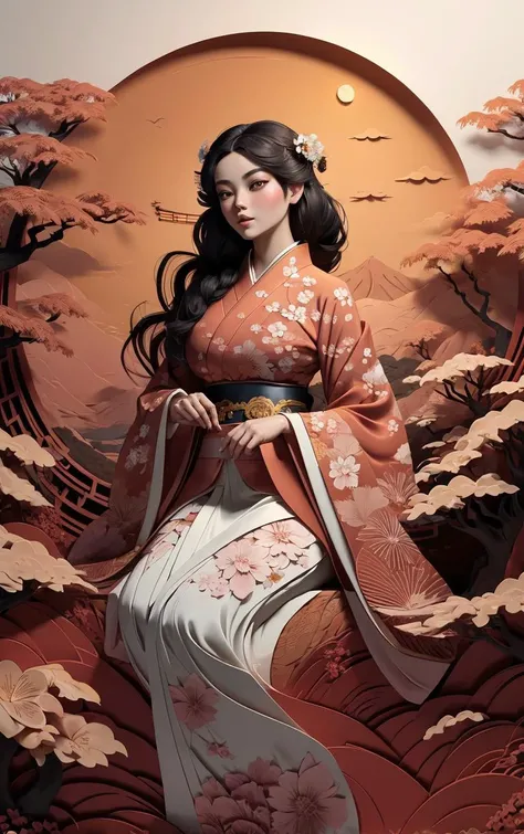 (masterpiece, best quality:1.4), insaneres, absurdres, solo, looking at viewer,BREAK
LoConARTSTYLE_Paper_Kirigami_ownwaifu, art_nouveau, kirigami, fine art,
1girl, solo, flower, tree, long hair, black hair, hair ornament, dress, cherry blossoms, long sleeves, japanese clothes, chinese clothes, full body, wide sleeves, (moon), cloud, waterfall, east asian architecture,
<lora:LoConARTSTYLE_Paper_Kirigami_ownwaifu:0.8>
,