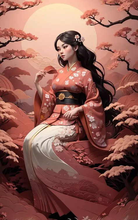 (masterpiece, best quality:1.4), insaneres, absurdres, solo, looking at viewer,BREAK
LoConARTSTYLE_Paper_Kirigami_ownwaifu, art_nouveau, kirigami, fine art,
1girl, solo, flower, tree, long hair, black hair, hair ornament, dress, cherry blossoms, long sleeves, japanese clothes, chinese clothes, full body, wide sleeves, (moon), cloud, waterfall, east asian architecture,
<lora:LoConARTSTYLE_Paper_Kirigami_ownwaifu:0.75>
,