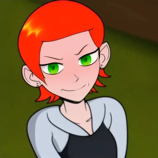 <lora:gwen_tennyson:1> gwen_tennyson, orange hair, green eyes