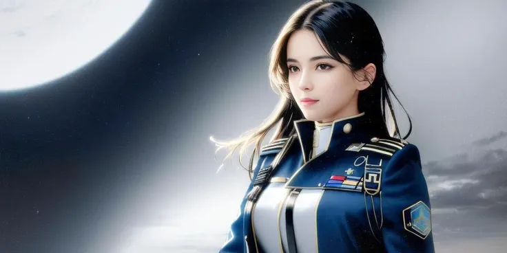 (best quality, masterpiece:1.2), (photorealistic:1.2),(cinematic composition:1.3), ultra high res, cinematic lighting, ambient lighting, sidelighting, Exquisite details and textures, beautiful, 1girl, pilot uniform, super wide angle, 14mm, blue_sky, outdoor, looking at viewer, smile,