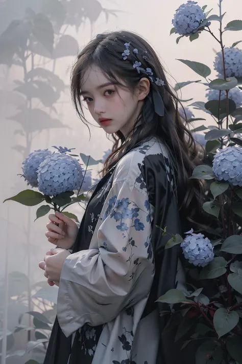 (masterpiece,top quality,best quality,official art,beautiful and aesthetic:1.2),
emotional depth,weighed down with sorrow,silence,falling leaves,dynamic,wide sleeves, grey sky, black robe, closed mouth, cloudy sky, long sleeves, robe,Poetic lens,obscure light and shadow,full body,
1girl, waist up, Bluestar-Amsonia hubristic,blue flower,double exposure, fussion of fluid abstract art,surrounded by flower,
<lora:cuteGirlMix4_v10:0.4:FC> Rackflower,<lora:Rackflower:1><lora:jkUniform_v20:0.5:CL> jk_style,