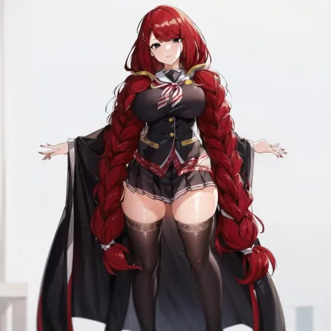 <lora:IreneV2:0.8>,(((school uniform, ))),solo, irene, breasts, red hair, long hair, 1girl, braid, large breasts, twin braids, black eyes, looking at viewer,(full body), standing,