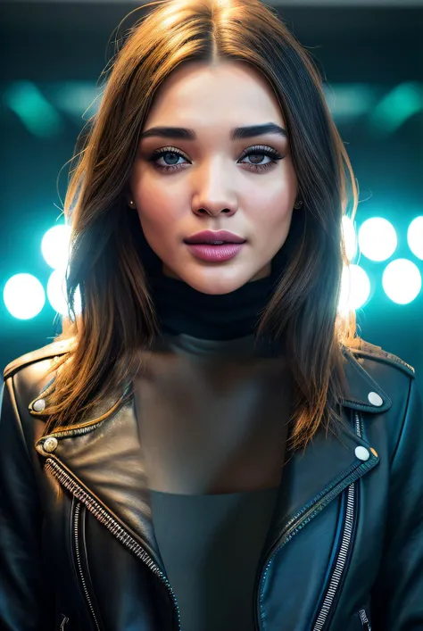 best quality (raw:1.1) photo of (AmyJ4ck50n02:0.99), ((club makeup:1.2)),( wearing a turtleneck sweater and leather jacket,:1.2), RAW candid cinema, 16mm, color graded portra 400 film, remarkable color, ultra realistic, textured skin, remarkable detailed pupils, realistic dull skin noise, visible skin detail, skin fuzz, dry skin, shot with cinematic camera, detailed skin texture, (blush:0.2), (goosebumps:0.3), subsurface scattering