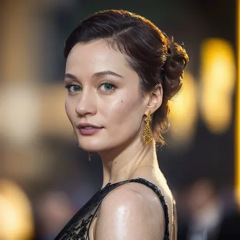 portrait of (zxzxberna) in black shiny clothes is posing to cameras on oscar award red carpet with happy face,by greg rutkowski,depth of field,
<lora:berna-000010:0.7>, Photorealistic, Hyperrealistic, Hyperdetailed, analog style, hip cocked, demure, low cut, black lace, detailed skin, matte skin, soft lighting, subsurface scattering, realistic, heavy shadow, masterpiece, best quality, ultra realistic, 8k, golden ratio, Intricate, High Detail, film photography, soft focus