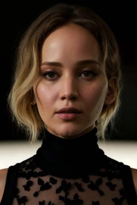 A stunning intricate full color portrait of jenniferLaw1, wearing a black turtleneck, epic character composition, by ilya kuvshinov, alessio albi, nina masic, sharp focus, natural lighting, subsurface scattering, f2, 35mm