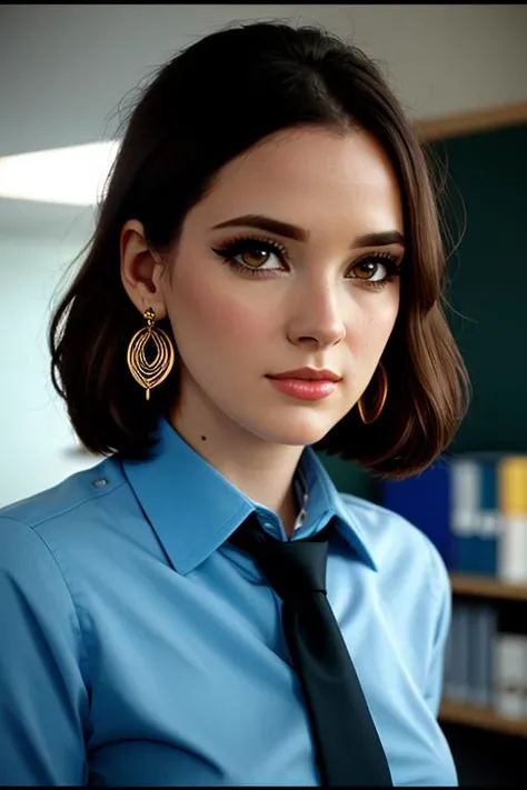 <lora:winona:0.6>,,winona, ,(epic) ,photo of a woman, , perfect hair, beautiful perfect skin, ((busy office)), (modern photo, necktie, shirt), 24mm, (analog, cinematic, film grain:1.3), , detailed eyes, (upper body), (looking at viewer), earrings, (eyeliner, eyelashes)