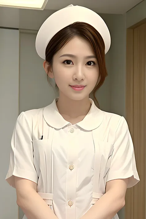 (RAW photo, best quality), (realistic, photo-realistic:1.3), wide angle photo, masterpiece, 1girl, cute, young, (upper body:1.3), realistic face, standing, studio lighting
in hospital operating room, surgical gloves, medical equipment, anesthesia machine
(((White))) nurse uniform smooth, nurse, nurse hat, stethoscope  <lora:NurseUniform0_1:1> Dr. She <lora:drSheTheMostBeautiful_10:0.6>