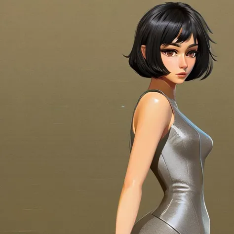 full body portrait of a very beautiful brown young woman, perfect face, short black hair, scrapper, mage, art by Eiichiro Oda, Guido Crepax, Posuka Demizu, Jules Bastien-Lepage, intricate and beautiful and elegant, highly detailed, digital painting, artstation, concept art, smooth and sharp focus, illustration, body type like christina hendricks,