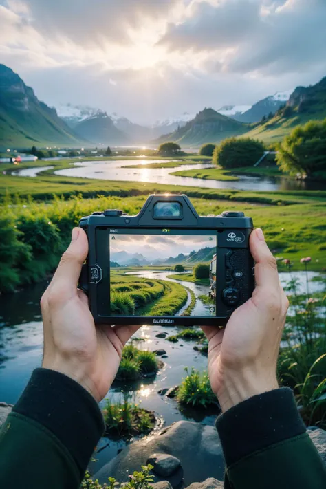 cloud,mountain,sky,camera,reflection,holding,holding camera,pov,long sleeves,garden,flower,rain,leaf,cellphone,
Best quality,masterpiece,ultra high res,<lora:chaoren:0.6:lbw=MIDD:lbw=MIDD>,chaoren,
