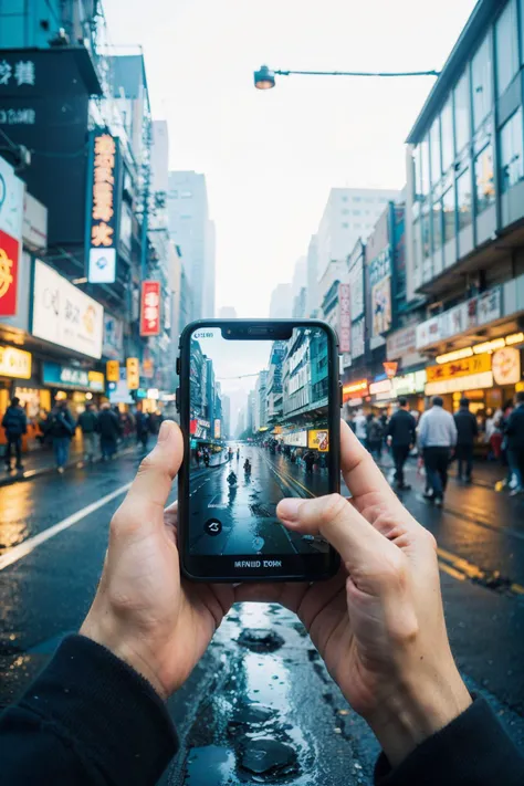cloud,mountain,sky,camera,reflection,holding,holding camera,pov,long sleeves,cyberpunk,city,rain,cellphone,
Best quality,masterpiece,ultra high res,<lora:chaoren:0.6:lbw=MIDD:lbw=MIDD>,chaoren,