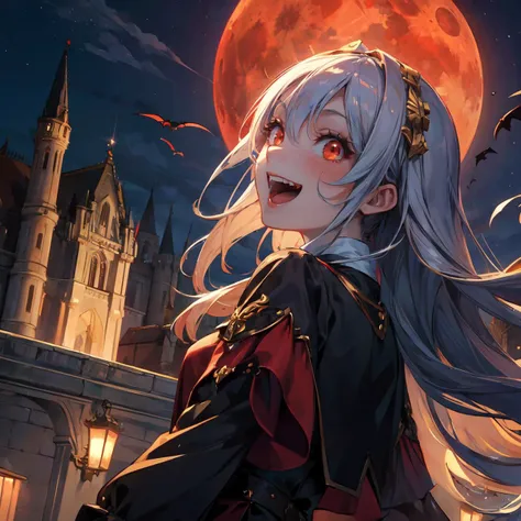 ultra detailed,(masterpiece, best quality), 1girl, best quality,
, 1girl,Vampire girl, Laughing wildly at the sky, showing fangs, red moon, night sky, ancient castle in the background,golden hair
,crazy,very cracy,<lora:Ahegaoo:0.8> 
 <lora:add_detail:0.6>