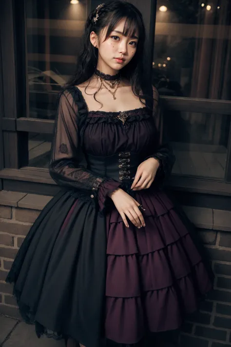 (realistic:1.3), finely detailed, quality, rembrandt lighting, (masterpiece:1.2), (photorealistic:1.2), (best quality), (detailed skin:1.3), (intricate details), dramatic, ray tracing, 1girl, japanese girl, 21 years old, detailed skin texture, (blush:0.5), (goosebumps:0.5), subsurface scattering, smiling, medium breasts, short hair curls, bangs, hair between eyes, hair ornament, ribbon, dress, long dress, long sleeves, lace, frills, see-through, dhty, dhty \(manaka nemu\), cowboy shot, (arms at side:1.2), (bright sunny day, outdoors, sky, wide field of flowers), <lora:Dress No.7 V2.4 dhty:0.6>