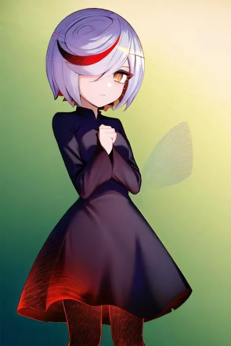 1girl, sageai, black dress, red legwear, clenched hands, expressionless, looking at viewer, gradient background <lora:sageai-mk2-final-nohc:1>