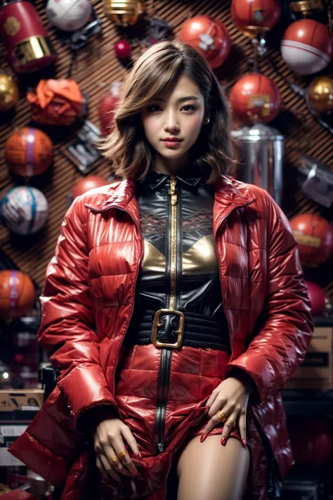 (realistic:1.3), finely detailed, quality, rembrandt lighting, (masterpiece:1.2), (photorealistic:1.2), (best quality), (detailed skin:1.3), (intricate details), dramatic, ray tracing, 1girl, japanese girl, 21 years old, detailed skin texture, (blush:0.5), (goosebumps:0.5), subsurface scattering, smiling, medium breasts, short hair curls, bangs, hair between eyes, (red theme, gold theme:1.2), dress, lace, frills, cowboy shot, (colorfashionstyle:1.2), <lora:colorfashionstyle_20230710012819:0.8>