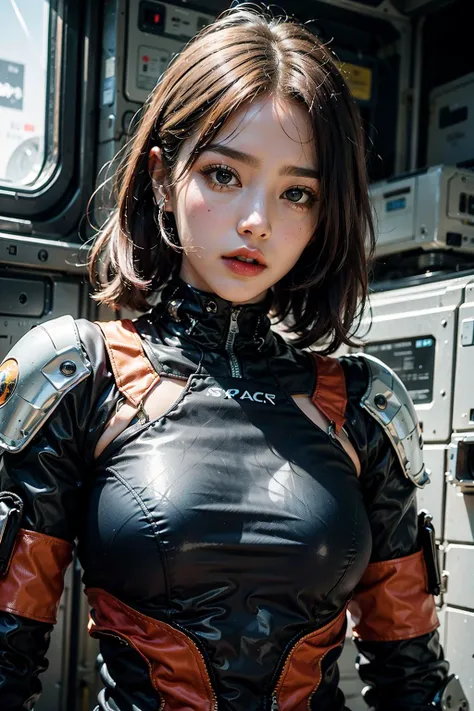 1girl, upper body, <lora:cyber_20230605125330:0.8>,spacestation,red