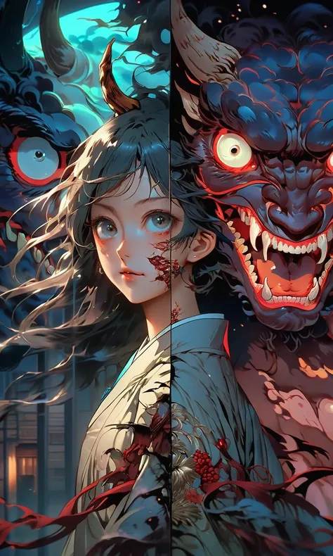anime artwork ((masterpiece)),((best quality)),8k,high detailed,ultra-detailed,intricate detail,((huapighost)),close-up,1girl,Chinese folklore,An office scene with a desk, where a shape-shifting demon hides under a human disguise, (deceptive and cunning), Harsh fluorescent lighting revealing subtle cracks in the illusion, (glassy transparency), Suspenseful and enigmatic atmosphere, muted color palette, Asymmetric composition, Unreal Engine rendering, portraying the demon's hidden presence,<lora:huapighost:1>, . anime style, key visual, vibrant, studio anime, highly detailed