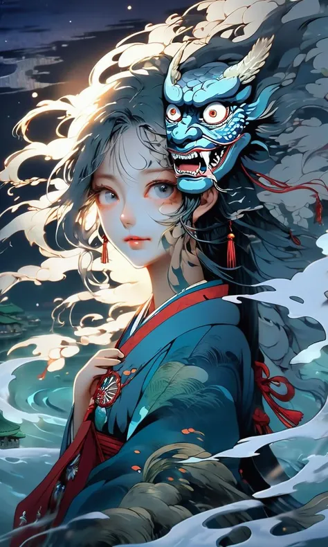 anime artwork anime artwork ((masterpiece)),((best quality)),8k,high detailed,ultra-detailed,intricate detail,((huapighost)),close-up,1girl,Chinese folklore,a moonlit lakeside where a seductive spirit,taking on the form of a beautiful woman,lures unsuspecting travelers into the water,(enchanting and treacherous),Silver moonlight creating an enchanting aura,(lure of the lake),Mystical and alluring atmosphere,cool blue and soft gray color palette,Asymmetric composition,Brush stroke: watercolor wash,capturing the eerie allure of the spirit,<lora:huapighost:1> . anime style, key visual, vibrant, studio anime, highly detailed