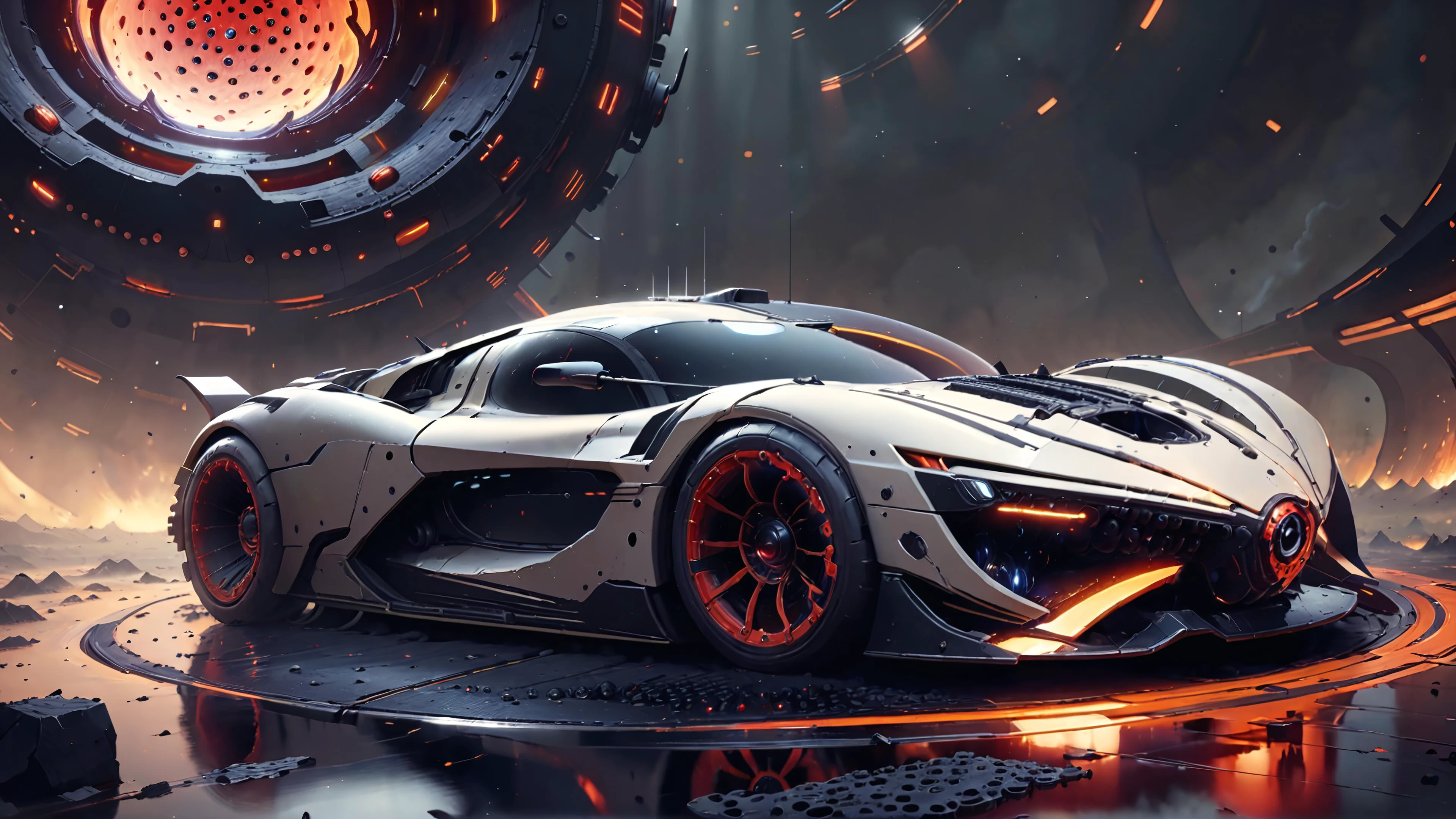 concept art breathtaking anime artwork a concept [hypercar : heavy tank :10],<lora:InfraBlackholeTechAISDXL:0.9>,inblackholetechAI,<lora:EnvyTrypophobiaXL01:0.9>, trypophobia, . anime style . award-winning . digital artwork