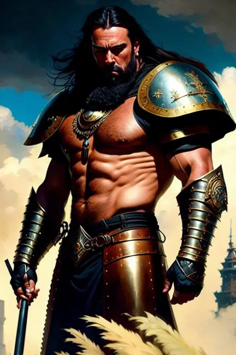 modelshoot style, (extremely detailed CG unity 8k wallpaper), body photo of the most beautiful artwork in the world, medieval armor, body portrait,macho man, professional majestic oil painting by Ed Blinkey, Atey Ghailan, Studio Ghibli, by Jeremy Mann, Greg Manchess, Antonio Moro, trending on ArtStation, trending on CGSociety, Intricate, High Detail, Sharp focus, dramatic, photorealistic painting art by midjourney and greg rutkowski