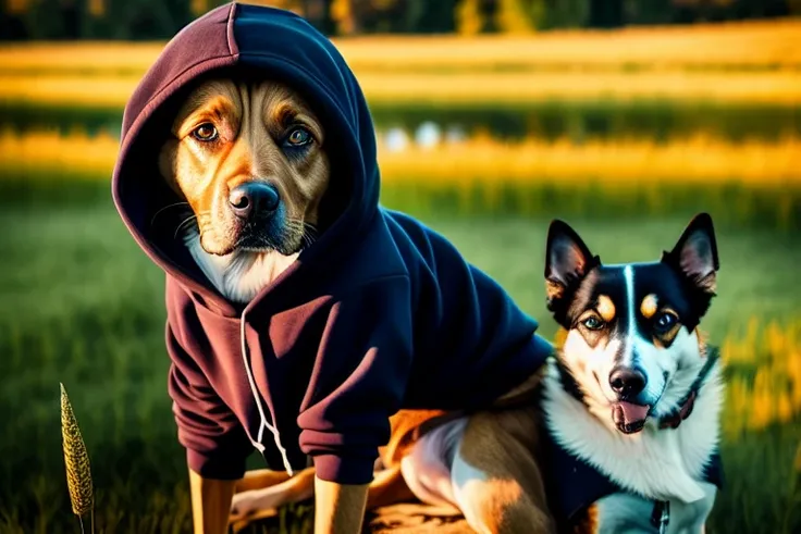 mksks style, (very detailed background:1.0), (highly detailed background:1.0), (1boy and his dog:1.1), full_body, hoodie, masterpiece, best quality, lake, grass, walking, chromatic aberration, depth of field, soft lighting