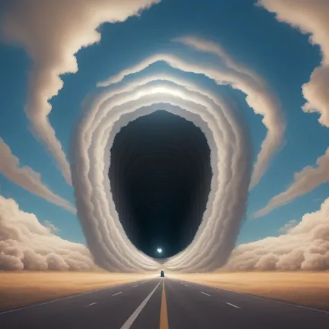 car ,cloudtunnel, tunnel,cloud, masterpiece, best quality,