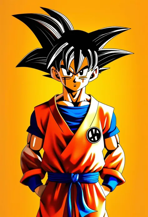 Generate a wallpaper hd quality Goku Wearing a Pan Coat Rich Personality Name Faiez, photo, illustration, cinematic, typography, 3d render, poster, fashion, anime, product