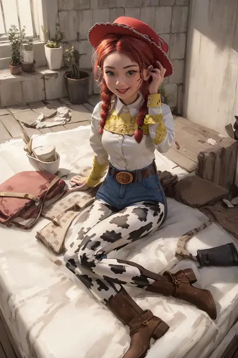 <lora:jessieToyStoryDisney_v10:0.71> JessieWaifu, single braid,
(hat, shirt, animal print pants, boots, belt),
doll_house, bathtub, licking_another's_face, bo_peep,, (masterpiece:1.3), (best_quality:1.3), (ultra_detailed:1.3), 8k, extremely_clear, realism, (ultrarealistic:1.3),, seductive_smile,